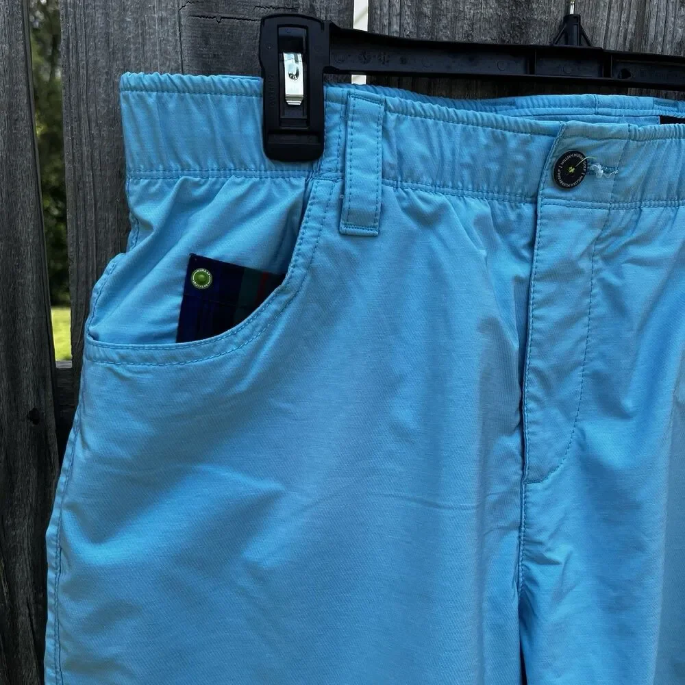 William Murray Performance Golf Shorts Men 32 Straight Fit Blue Athletic Tartan